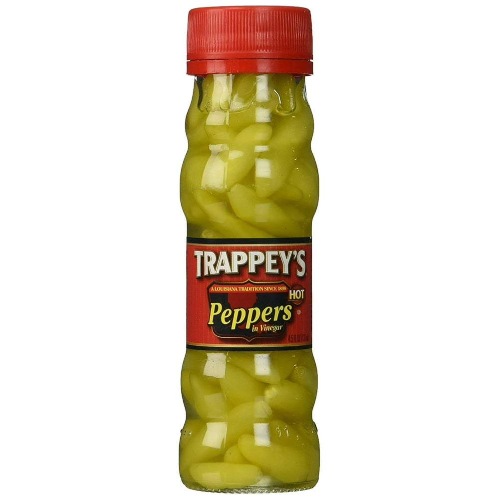 Trappey's Hot Peppers in Vinegar, 4.5Ounce Glass Bottles (Pack of 12
