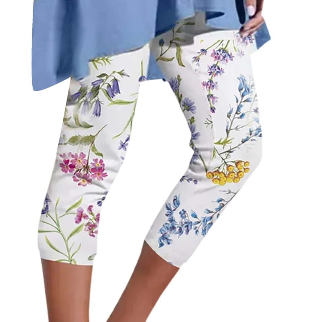 Kcodviy Pantalons de Travail pour Femmes Décontractés Floraux Numériques Pantalons de Travail pour Femmes Tenue de Bureau Décontractée Imprimé Extensible Pantalons Raccourcis Pantalons en Coton Femmes Décontracté Ajusté Leggings Serrés Pantalons Longs pour Femmes Pantalons Décontractés