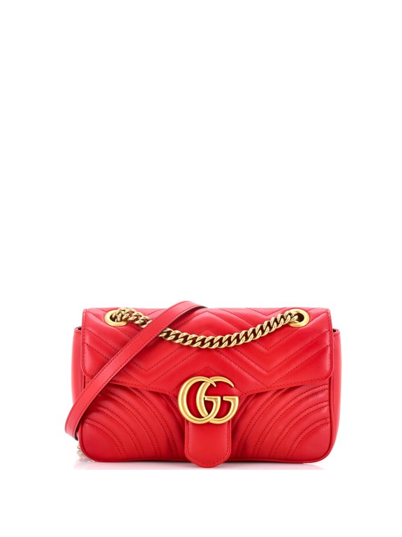 Pre-Owned GG Marmont Flap Bag Matelasse Leather Small By Rebag