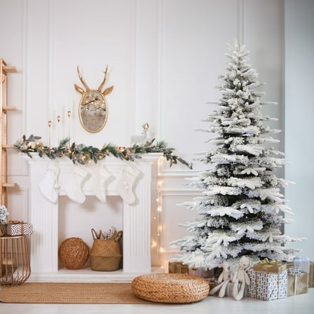 Fraser Hill Farm 10-ft. Flocked Pine Valley Christmas Tree, FFPV010-0SN