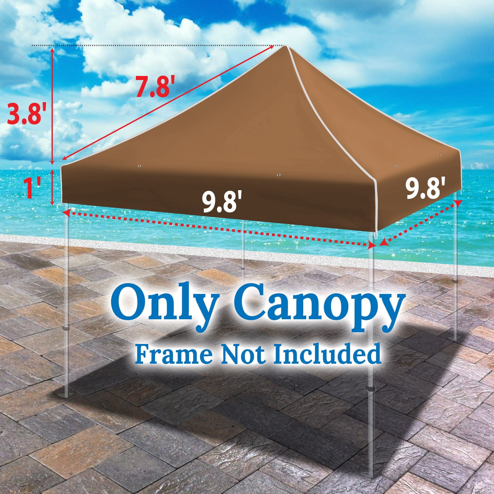 SUNRISEUMBRELLA Ez pop Up Instant Canopy 10'X10' Replacement Top Gazebo EZ Canopy Cover Patio Pavilion Sunshade Polyester（Brown）
