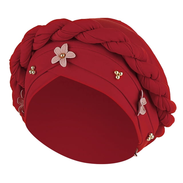 Women Floral Braid India Hat Muslim Ruffle Cancer Chemo Beanie Turban Wrap Cap