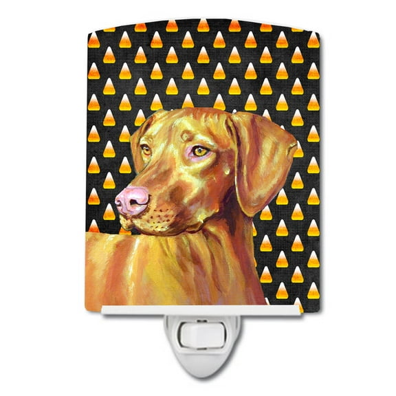 Caroline's Treasures LH9066CNL Vizsla Candy Corn Halloween Portrait Ceramic Night Light, 6x4x3", multicolor