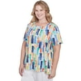 thumbnail image 3 of Alfred Dunner Womens Plus-Size Stained Glass Pleated Crew Neck Top, 3 of 4