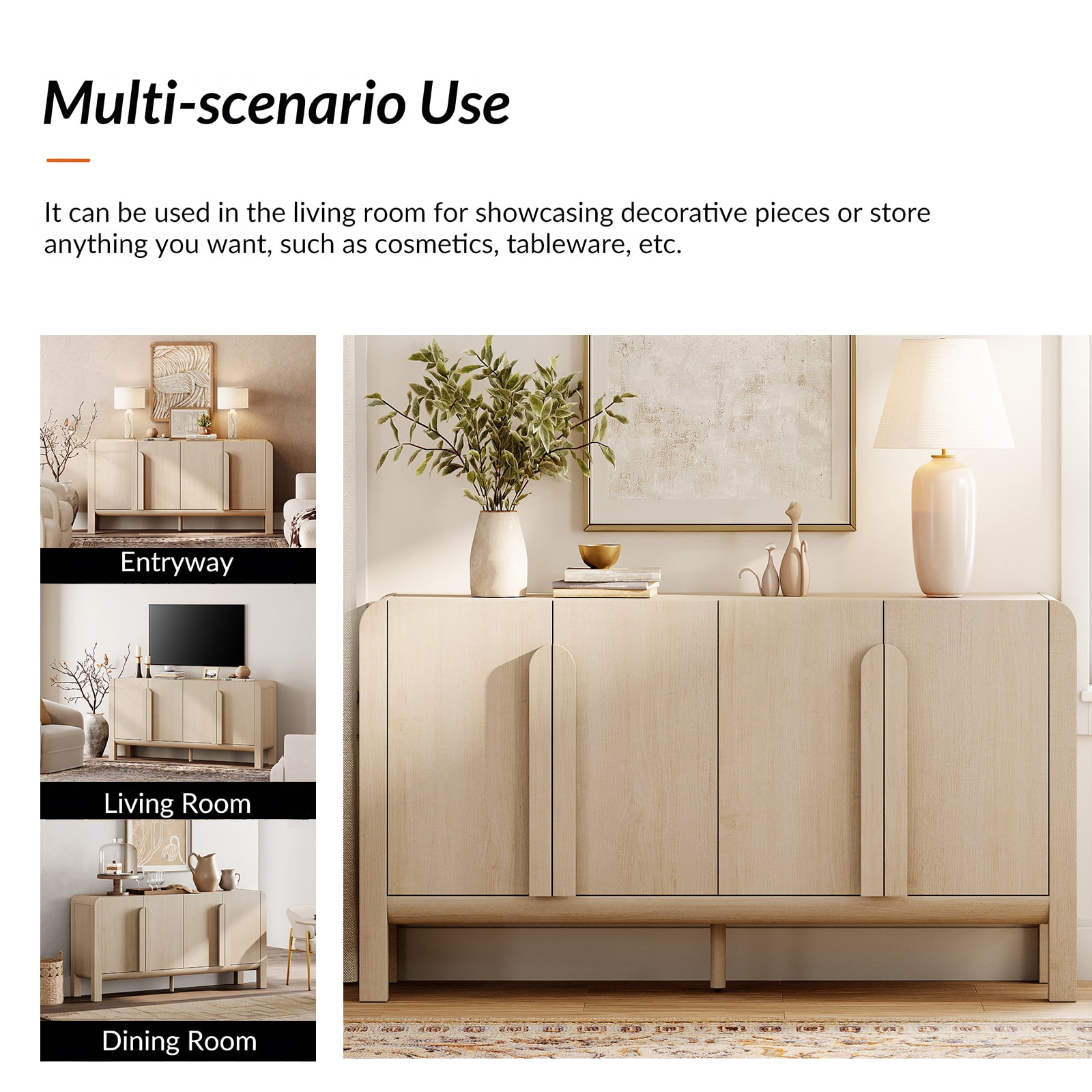 Modern TV Stand for TVs up to 120 inch, 2 in 1 Wood Entertainment Center TV Console with Doors and Adjustable Shelves for Living Room,Bedroom