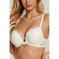 thumbnail image 3 of Deyllo Women's Lace Push Up Bra Padded Add Cup Plunge Underwired Support T-shirt Bras, Ivory White 38C, 3 of 9