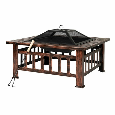 Fire Sense Foxdale Steel Square Wood Burning Fire Pit
