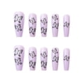 thumbnail image 3 of Yuanmo Long Coffin False Nails, Full Cover Press on Nail, Purple, Butterfly, 24 Pieces, 3 of 5