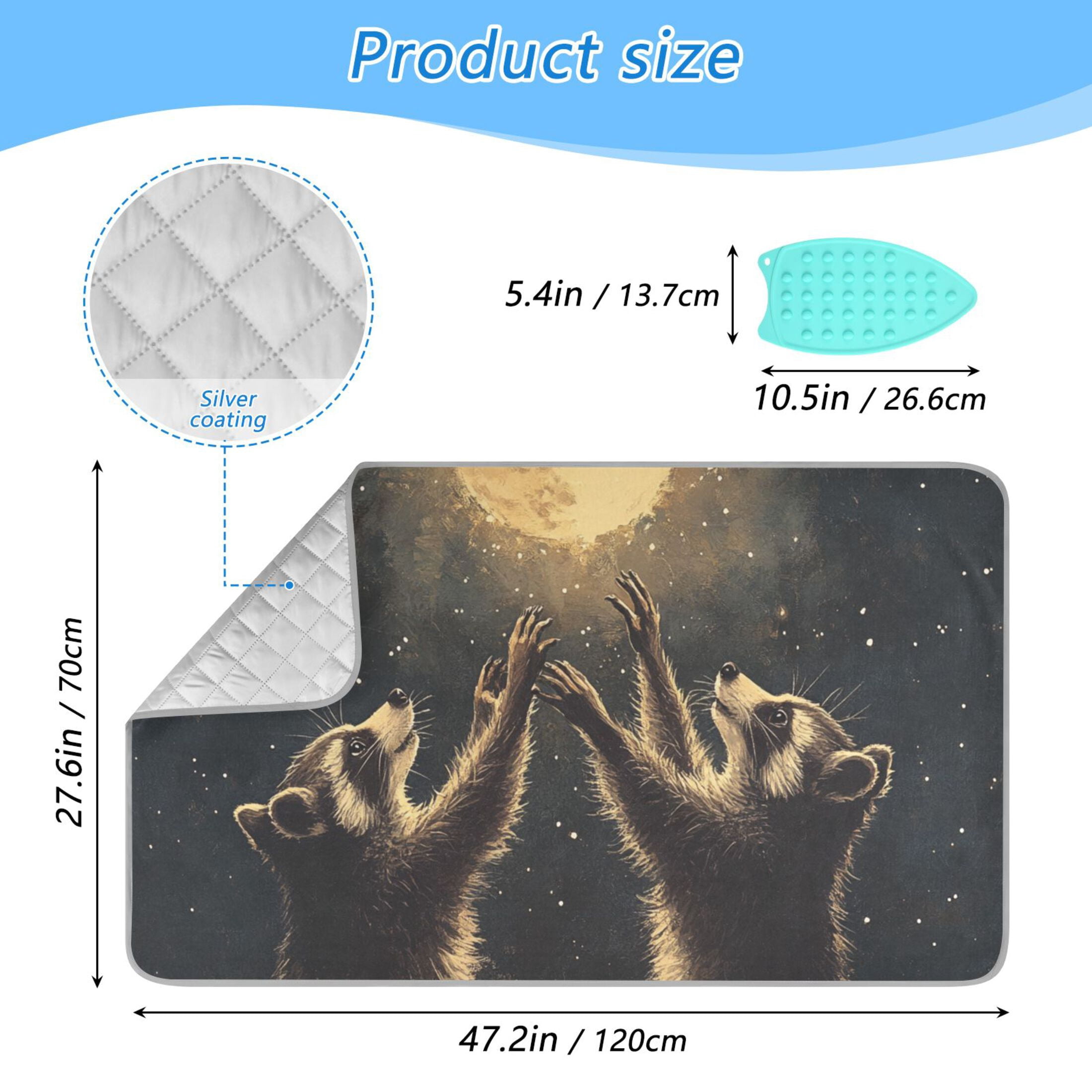 Raccoons and Moon Ironing Board Covers Heat Resistant Ironing Pad Mat Portable for Travel Washer Dryer Table