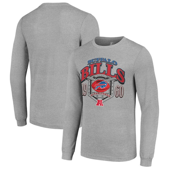 Men's Starter Heather Gray Buffalo Bills Retro Long Sleeve Graphic T-Shirt