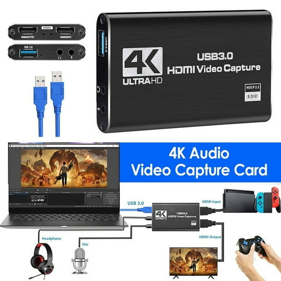 Vtin HD Video Capture Card, USB 3.0 HDMI Capture Adapter Video Converter 60fps for Game Recording, Live Streaming Broadcasting