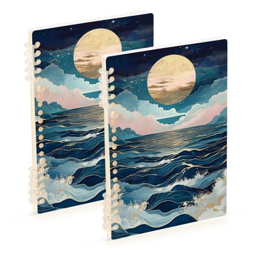 FORMRS 1-Subject Spiral Notebook 8" x 5" College Ruled 60 Refillable Sheet, 2 Pack, Rolling Waves
