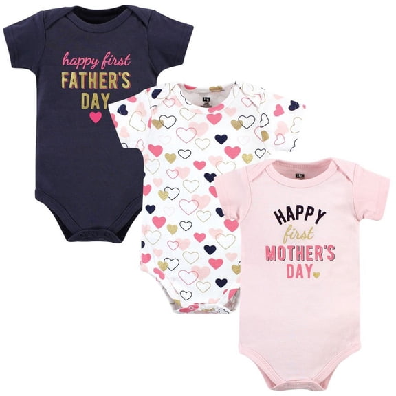 Hudson Baby Infant Girl Cotton Bodysuits, Girl Mothers Fathers Day, 0-3 Months