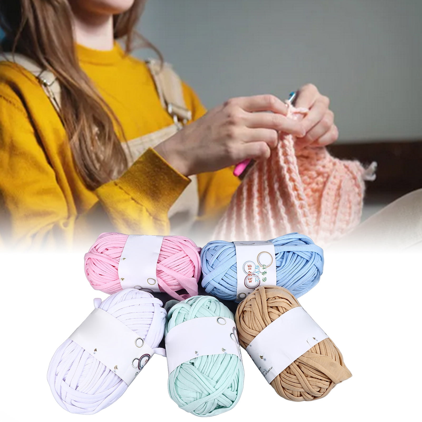 BIMZUC 5Pcs Super Chunky Yarn for Crocheting and Knitting, Thick Bulky Cloth Yarn for Dolls Shoes Bags Crafts