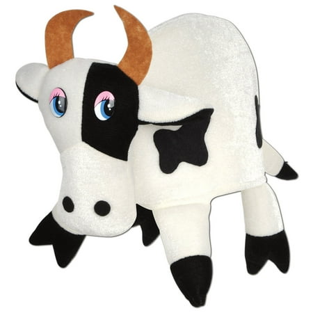 Pack of 6  Cute Country Western Plush White and Black Cow Costume Party Hats