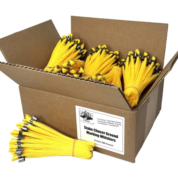 Trail Chasers Yellow Marking Whiskers, 6 Inch, 250 Count for Survey, Construction, Landscaping & Trail Markers
