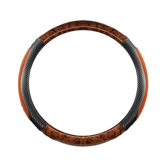 Car Steering Wheel Cover With Wood Grain Breathable Design Silicone Grip For Universal Fit Slip Resistant And Seasonal Comfort Easy To Clean Durability And Safer Driving