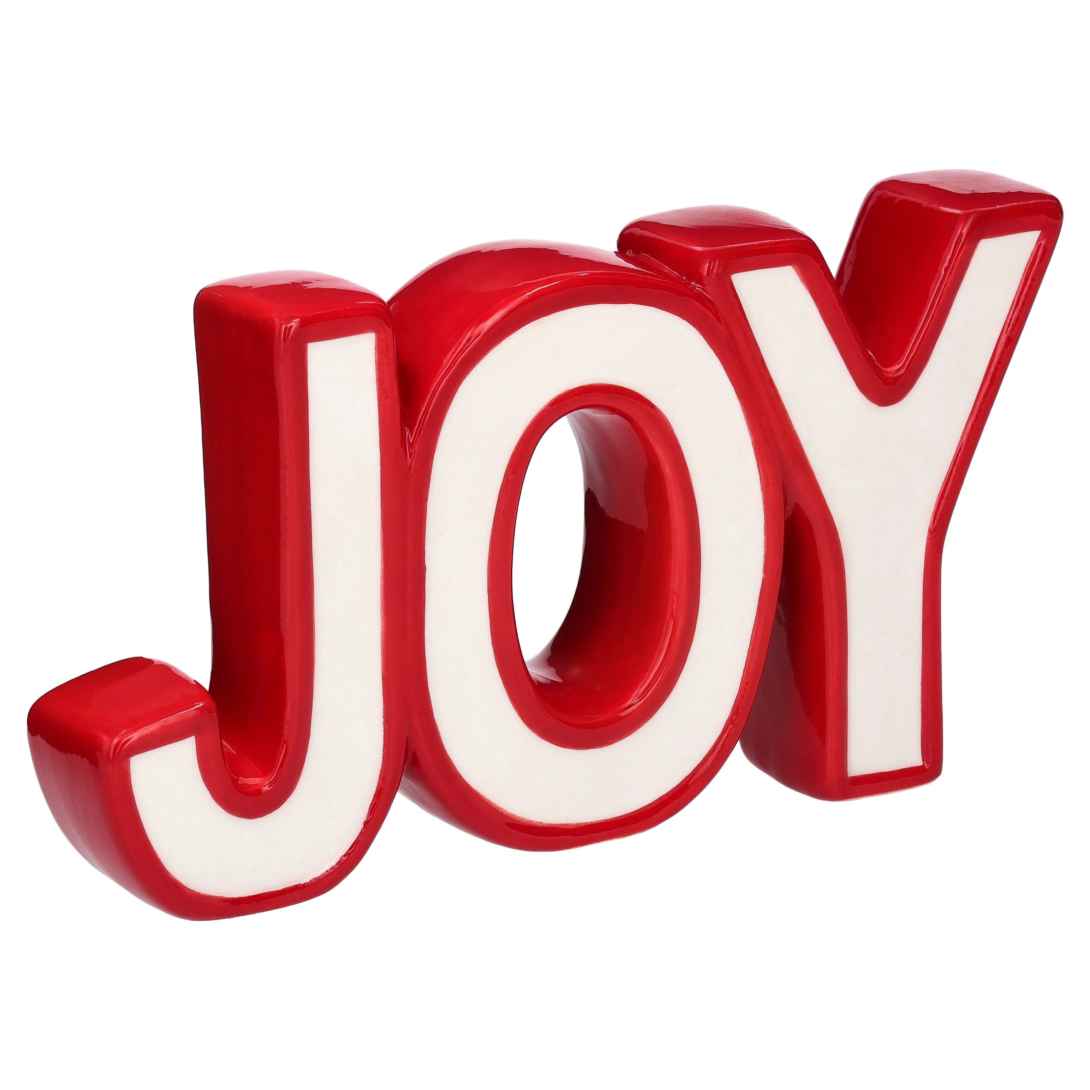 Ceramic Joy Christmas Decoration, Red and White, 8.3" x 4.3", by Holiday Time