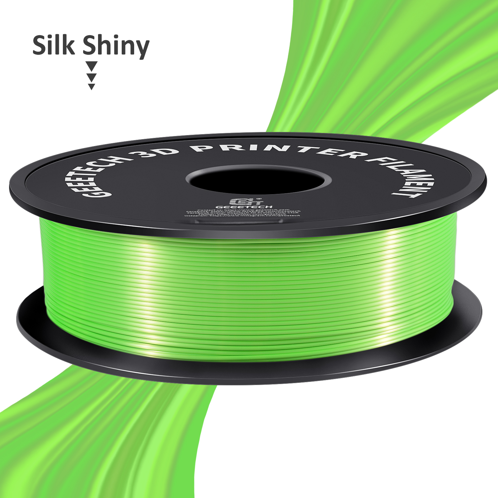 Geeetech 5pcs Silk Green 3D Printer PLA Filament 5KG（11ibs） Toughness Enhanced Filament with 1.75mm Dimensional Accuracy +/-0.03mm, 1080 Feet per Roll, Vacuum Packaging