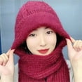 thumbnail image 6 of FADAACAI Integrated Ear Windproof Cap Scarf Knitting Thick Warm Ear Guard Hat Hooded Scarf Women Winter Knitted Hat Red One Size Clearance！, 6 of 8