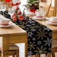 thumbnail image 5 of Burlap Table Runner 36 Inches Long,Golden Snowflakes Merry Christmas Non-Slip Kitchen Table Runners for Dining Room Everyday Use Party Table Decorations Winter Snowflake Seamless Black, 5 of 9