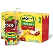 Mott's 100% Juice Fruit Punch Juice, 6.75 fl oz, 8 Count Boxes