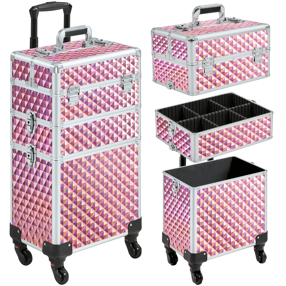 Renwick 3-in-1 Rolling Makeup Train Case, Pink