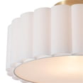 thumbnail image 5 of Scalloped Flush Mount Lamp in Weathered Brass with White Linen Shade, 5 of 6