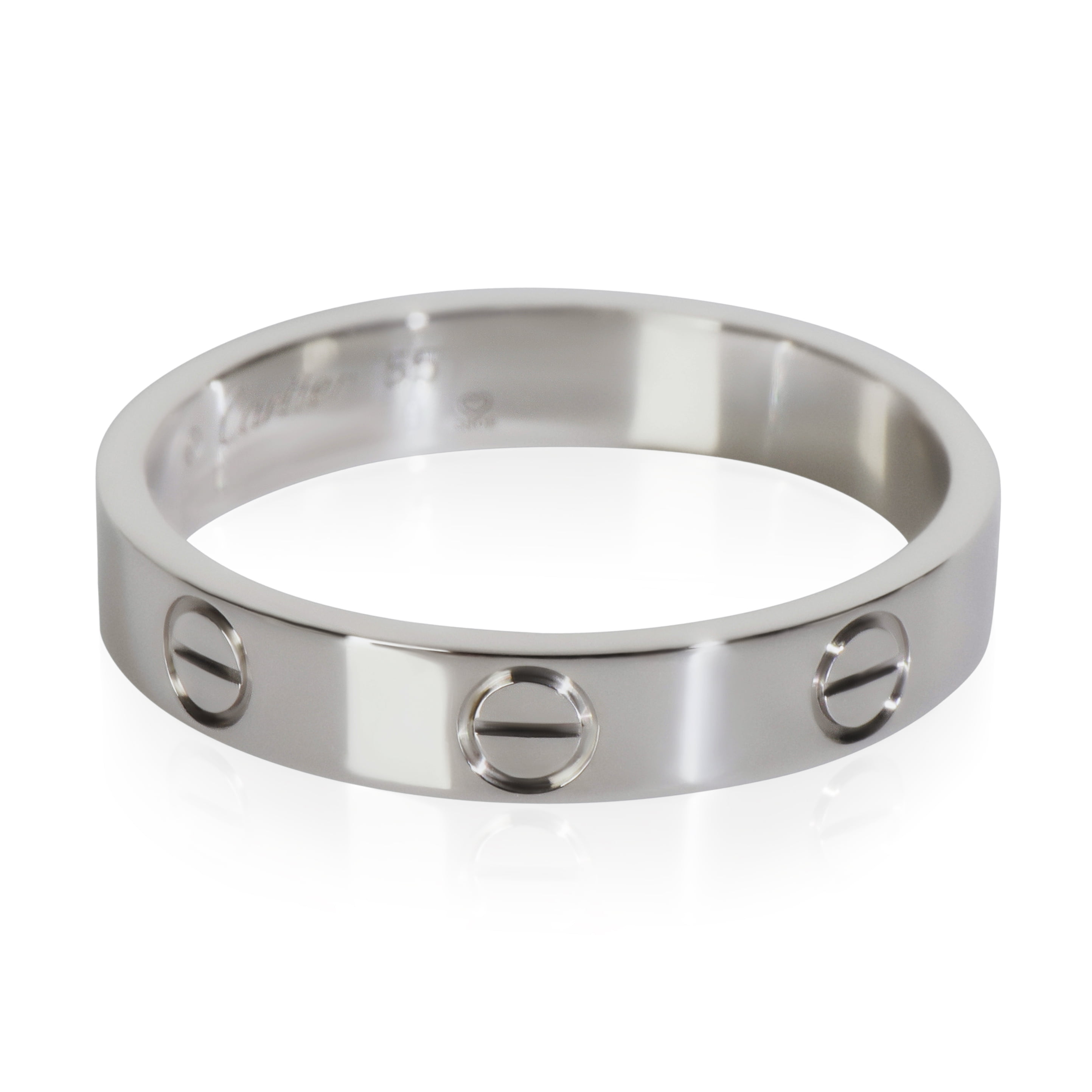 Pre-Owned 18K White Gold Cartier Love Ring, Small Model, Size 55