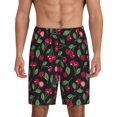 thumbnail image 1 of Honeii short de Pyjama pour Homme à Imprimé de Cerises Rouges Mûres - Bas de Pyjama et short de Détente Confortables pour la Maison - Grand, 1 of 6