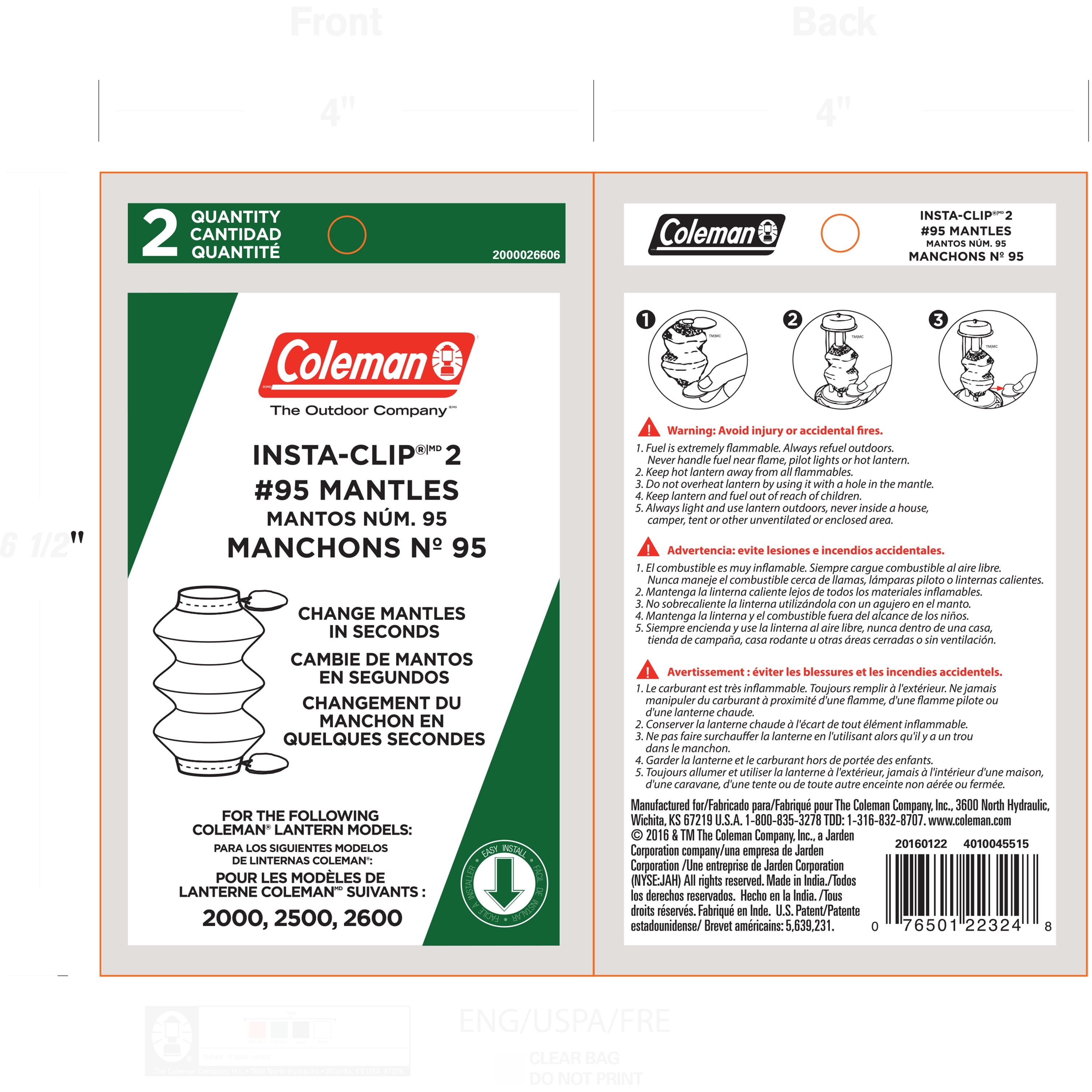 Coleman Mantle Tube Insta Clip Tab, 2 Pack