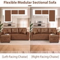 thumbnail image 4 of LLappuil Sectional Sofa, 71" Sectional Couch Convertible Sofa Bed, Pull Out Sofa Bed Full Size with Storage Chaise for Living Room, Foil Fabric Brown, 4 of 9