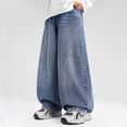 thumbnail image 2 of Zpanxa Boys Grey Acid Wash Baggy Jeans Loose Wide Leg Denim Pants Jeans for Boys Blue 10-11 Years, 2 of 9