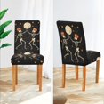 thumbnail image 3 of Yayeee 2 Pack Dining Chair Covers Stretch Parson Chairs Slipcovers Seat Protector, Black Halloween Dancing, 3 of 6