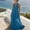 Blue, variant on QUNYINEY A Line Women's Plus Size Summer Dresses Long Sleeveless Blue Beach Sundress Casual Halter Vacation Loose Fit Dresses