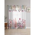 thumbnail image 4 of Sheer Curtains 96 Inches Long 2 Panels, Spring Fields Wildflowers Plants Rod Pocket Curtain Voile Draperies, Watercolor Floral Leaves Light Filtering Window Treatment for Living Room Kitchen Bedroom, 4 of 8