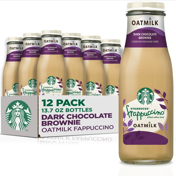Starbucks Oatmilk Frappuccino, Coffee Drink, Dark Chocolate Brownie, 13.7 fl oz Bottles, (12 Pack), Iced Coffee​