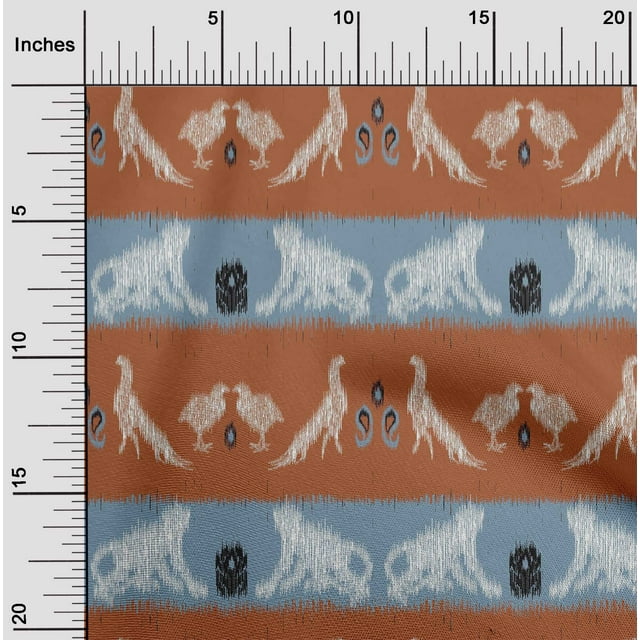 oneOone Georgette Viscose Fabric Stripe|Bird & Monkey Ikat Printed Craft Fabric BTY 42 Inch Wide