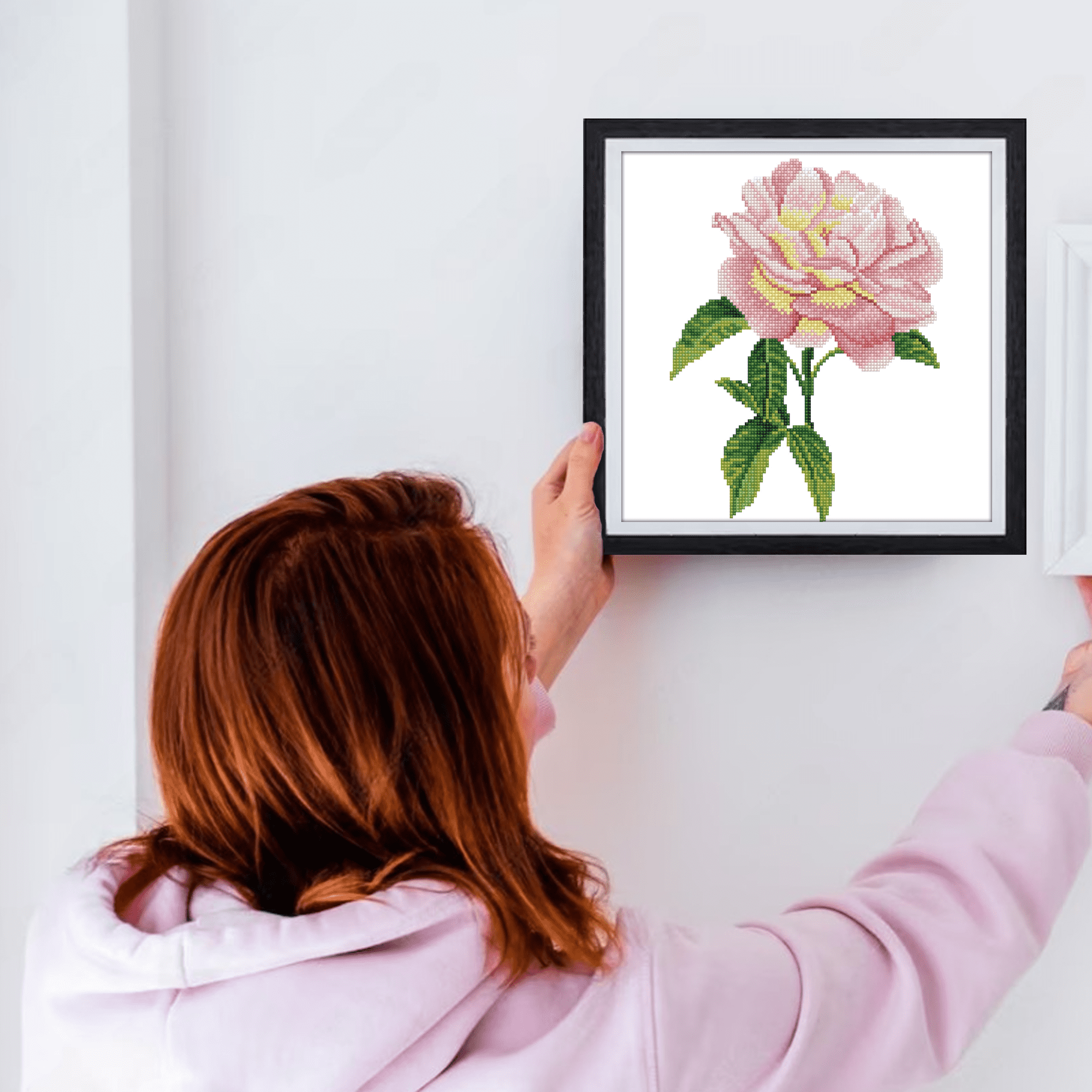 Diamond Dotz Pink Rose with Frame Flower Diamond Painting Kits for Adults - Diamond Art Kits a Relaxing Creative Craft Kit with Dotz Gems 14"x10.9"