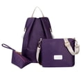 thumbnail image 1 of 3 unids/set de mochila sólida para mujer, bolso de hombro, monedero, bolsas de nailon para niñas (púrpura) Likrtyny Para estrenar, 1 of 6