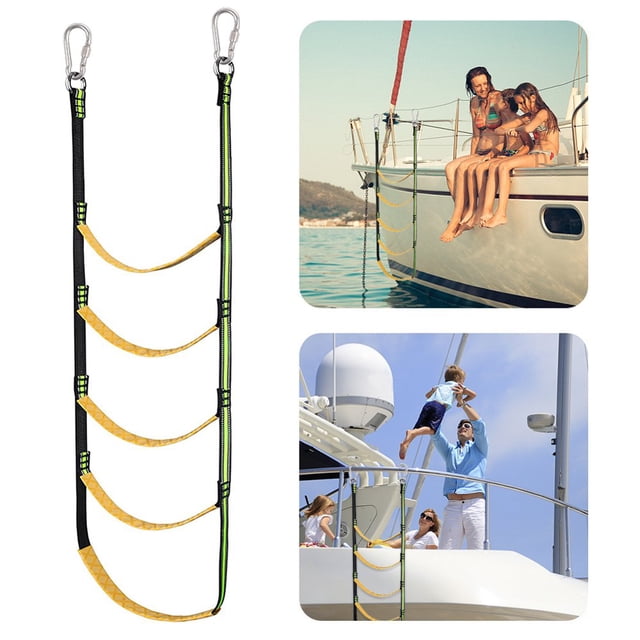 5 Step Boat Rope Ladder Portable Folding Extension Safety Fishing Ladder for Yachting Kayak Sailboat