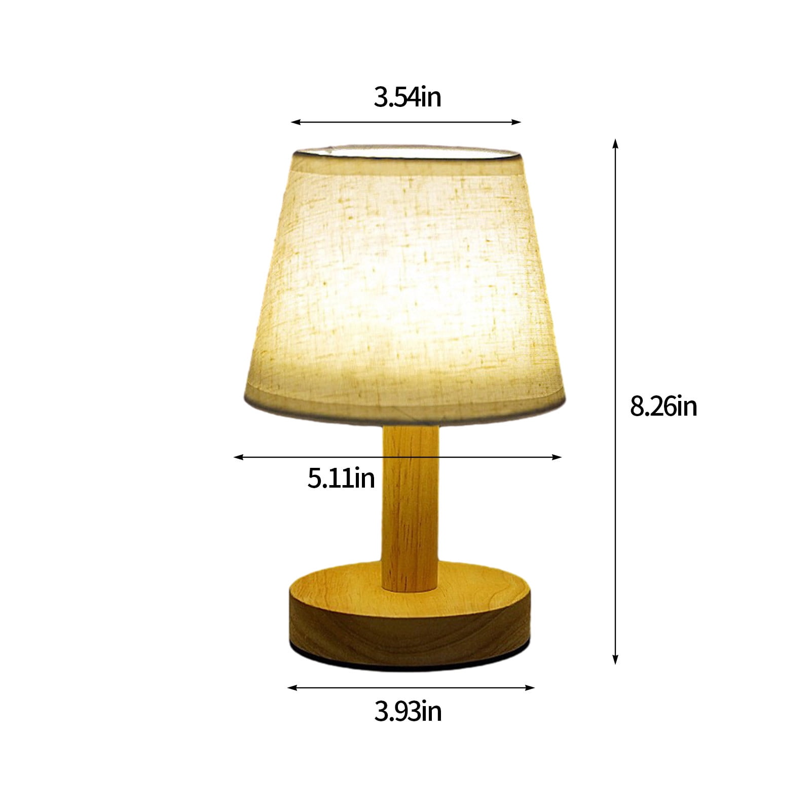 100Fens Small Table Lamp,Bedside Table Lamp,Wooden Bedside Lamp Simple Bedroom Lamp Linen Shade Mini Desk Lamp Night Light Nightstand Lamp for Bedroom,Living Room,Kids Room