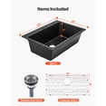 thumbnail image 3 of KFFKFF 33 inch Kitchen Sink Workstation, Top Mount Granite Sinks, Drop-In Single Bowl Farmhouse Basin with Multiple Accessories, Household Dishwasher Sinks for RV, Prep Kitchen, and Bar (Black), 3 of 9