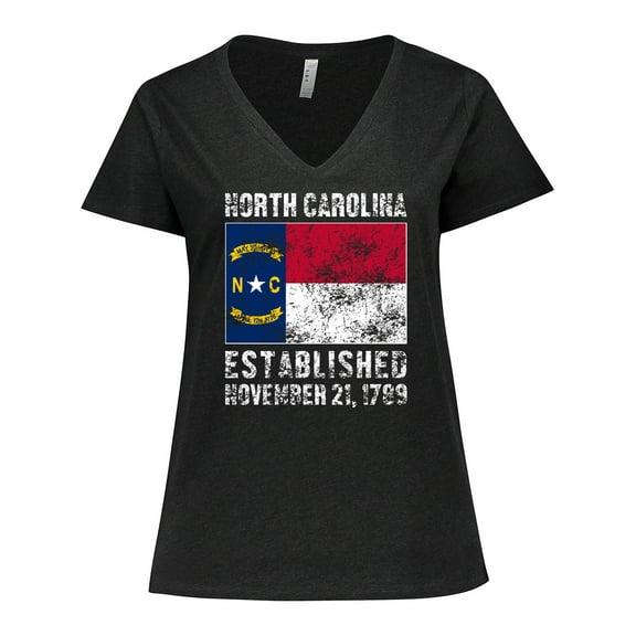 Inktastic Established November 21, 1789 North Carolina Flag Women's Plus Size V-Neck T-Shirt