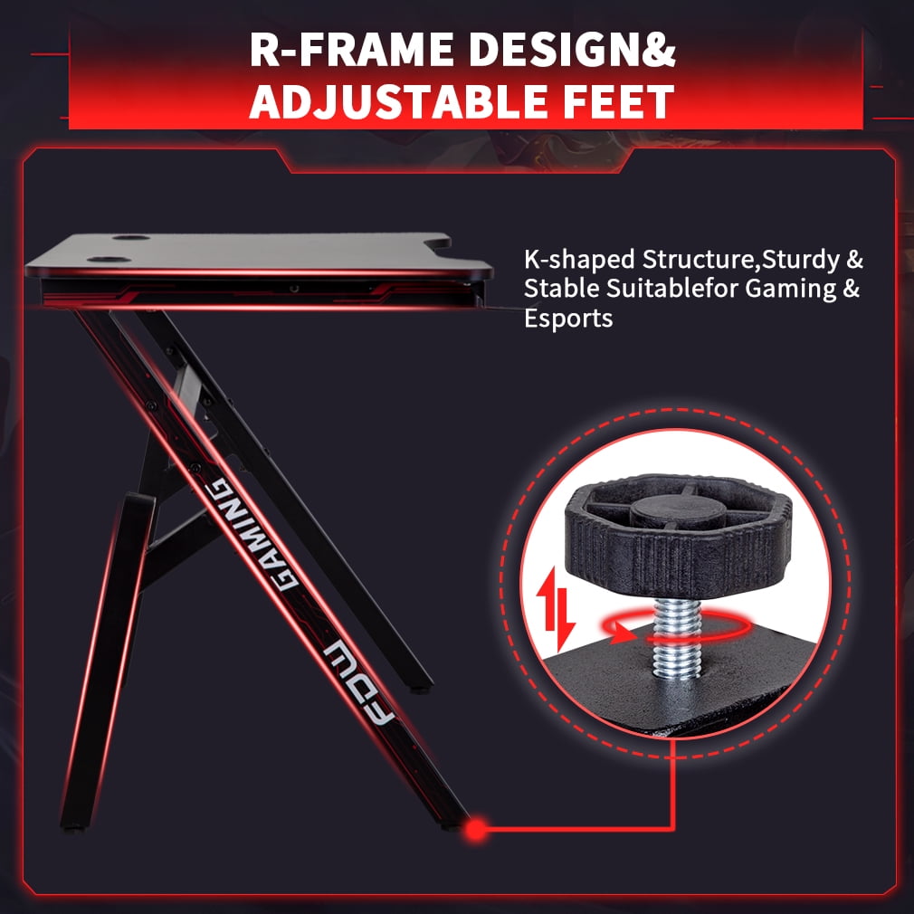 FDW Computer Desk Gaming Desk 47.2 inches PC Large Modern with Headphone Hook,Red