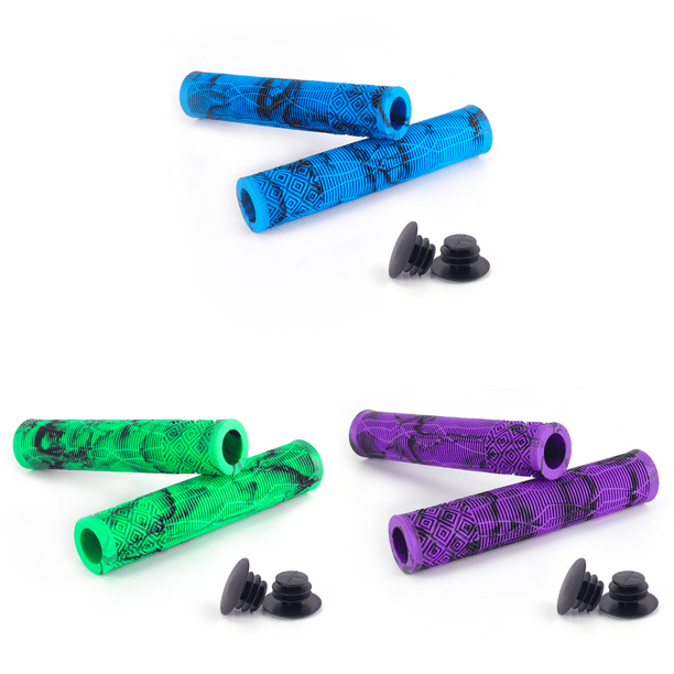 Puños de manillar de goma para bicicleta antideslizantes suaves para 222mm color azul