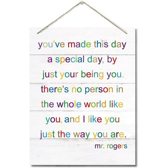 Zomyto Mr. Rogers Inspired Decor Sign, Hanging Printed Wall Plaque Wood Signs, I Like You Just The Way You Are Wall Art Decor 10x8 inch