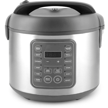 Professional Digital Rice Cooker, 10-Cup (Uncooked) / 20-Cup (Cooked), Multicooker, Slow Cooker, Steamer, Oatmeal Cooker, Egg Cooker, STS, 5 Qt, Gray,