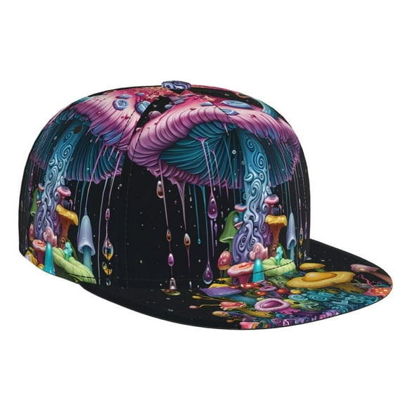 Hirioo Colorful Mushroom for Baseball Cap Men Cap Flat Brim for Men Women Teens Adjustable Baseball Cap