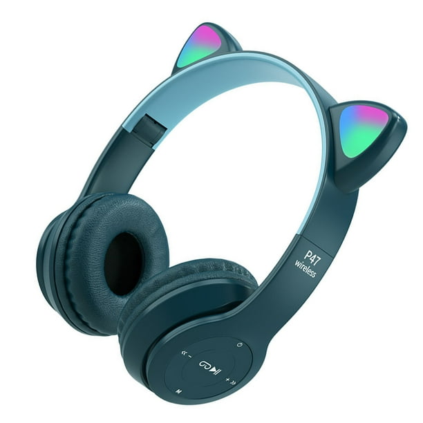 Bearachild Auriculares Auriculares inalámbricos con orejas de dibujos animados Auriculares para juegos de computadora Auriculares con sonido estéreo Cables de audio/vídeo No.04